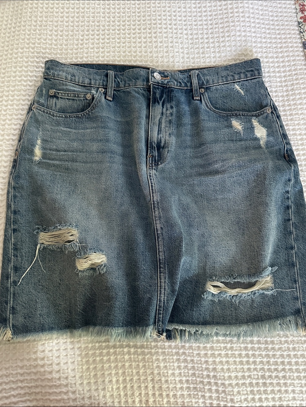 GAP distressed denim skirt